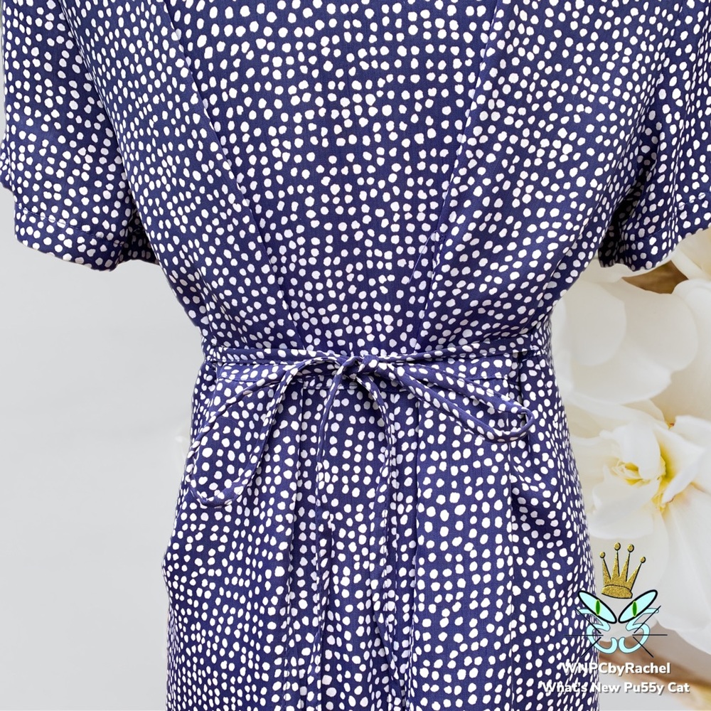 Norm Thompson Tie Back Polka Dot Dress, Medium Petite - Picture 5 of 10
